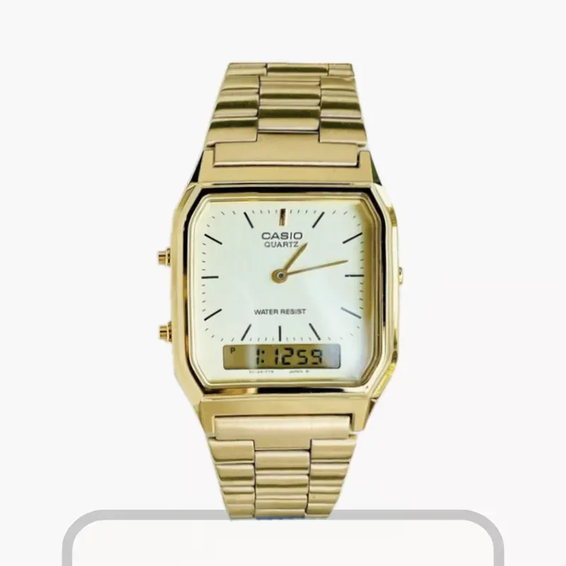 Casio Vintage Gold-tone Rectangular Watch-  AQ-230GA-9DMQ